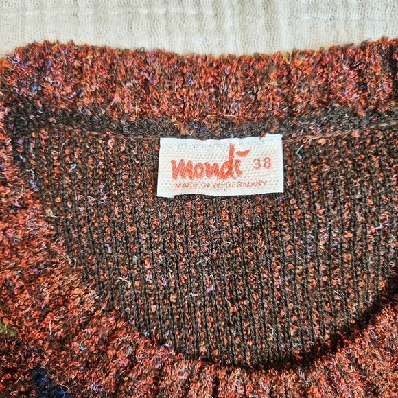 Vintage 70s Checkerboard Boucle Knit Vest Green, Blue, Orange Small - Picture 4 of 11